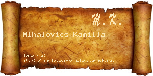 Mihalovics Kamilla névjegykártya